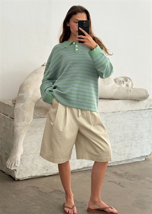 Adanne stripe polo bluse Mint/Blue Boii Studios 